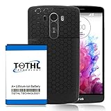 LG G3 Extended Battery,TQTHL 7800mAh Best Li-Ion Replacement Extended Battery & Black Back Cover & HoneyComb TPU Case - Black [ 24 Month Warranty ]
