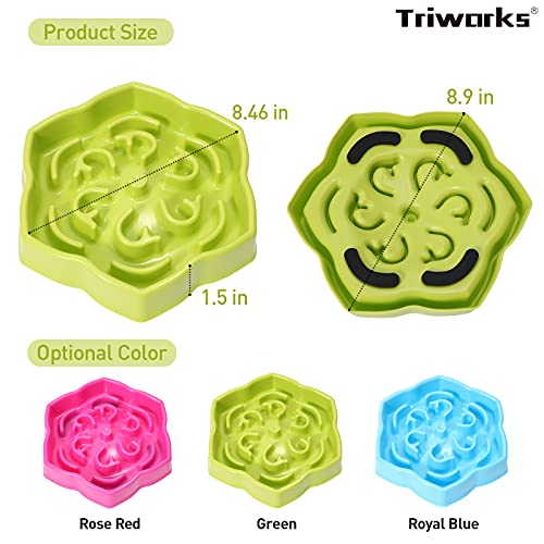 Slow Feeder Dog Bowl, Slow Feeding Petal Maze Dog Bowl, Healthy Diet Slow Eating Pet Bowl, Anti-Gulping Slow Feeder Stop Bloat Bowl for Small & Medium Size Dogs Green