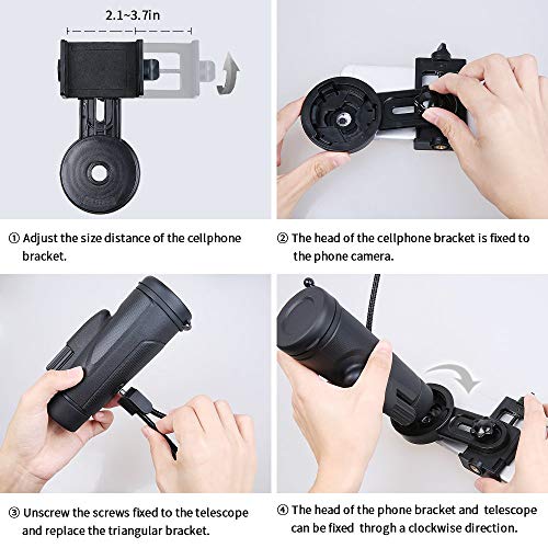 Sunba Youth 12X50 High Power Prism Monocular Telescope, Waterproof Fogproof Shockproof Scope -BAK4 FMC Prism with Smartphone Adapter and Tripod for Bird Watching Hunting Camping Traveling Scenery