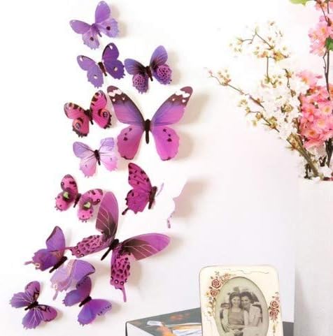 CMSPO 12pcs Decal Wall Stickers Home Decorations 3D Butterfly Rainbow Purple Free Drop Shipping JA22