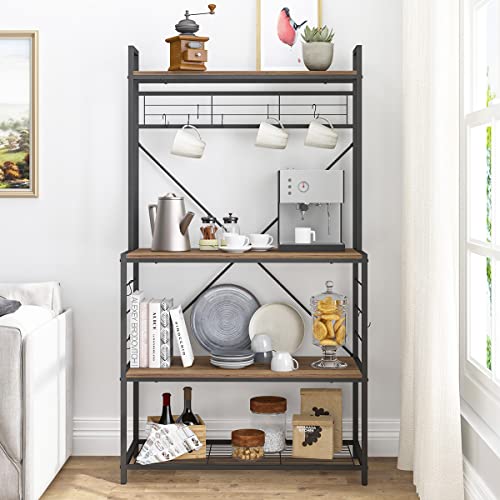 IBF Kitchen Bakers Rack, Industrial Microwave Oven Stand, Wood and