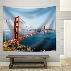 Golden Gate Bridge, San Francisco, California, USA. - Fabric Wall Tapestry Home Decor - 51x60 inches
