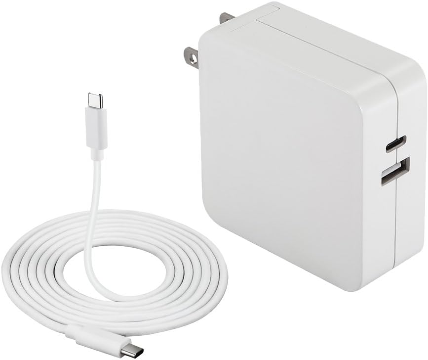 61W USB-C Power Adapter Charger, Compatible with Mac Book Pro 13-inch 65W Lenovo Asus Laptop ,with USB Port (5V Mobile Phone Charger) with USB-C to USB-C Cable