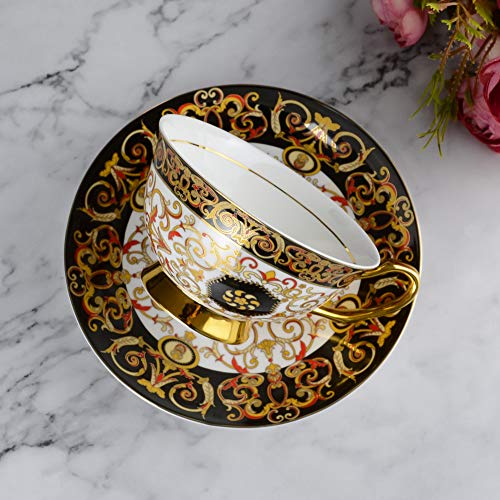 ACOOME Tea Cup and Saucer Set-6.8oz Bone China Northern Europe Romantic Style Teacup Fine Dining and Table Decor