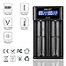 Smart Battery Charger,Golisi I2 2A Universal Battery Charger with USB Port and LCD Display 2-Bay Speedy Intelligent Charger for Ni-MH Ni-Cd AA AAA Li-ion Rechargeable Batteries (Black)