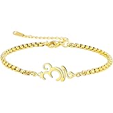 LIKGREAT Yoga Breathe Symbol Bracelet for Women Stainless Steel Pendant Adjustable Box Chain Sanskrit Jewelry