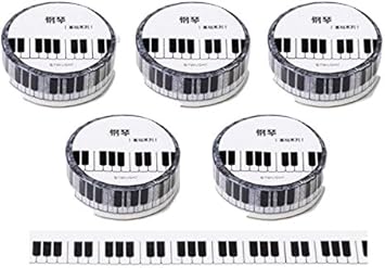 Amazon マスキングテープ ピアノ鍵盤 ５個セットかわいい 1 5cm X5m装飾 和紙 Diyスクラップブック スクール 事務用品 装飾用 テープ カラフル ラッピング デコレーション テープ プレゼント包装 Diy工芸品 ノートの装飾 マスキングテープ 文房具 オフィス用品