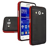 Galaxy Core 2 II Case, Aomax Armor [Dual Bumper] Slim Fit Skin Silicone Case + PC Bumper Frame+ Metallized Buttons+ HD Screen Protector for Samsung Galaxy Core II G355M G355h (DHF Red)