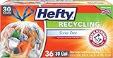 Hefty Recycling Trash Bags (Clear, Drawstring, 30 Gallon, 36 Count)