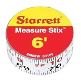 Starrett Measure Stix SM66W Steel White Measure Tape with Adhesive Backing, English Graduation Style, Left to Right Reading, 6' Length, 0.75" Width, 0.0625" Graduation Interval