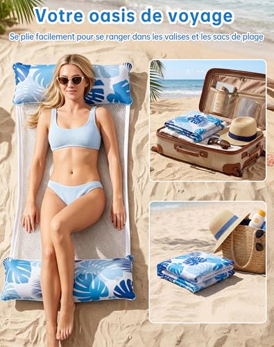 Wincany XL Inflatable Swimming Pool Buoy Set of 2, Mattresses with Net for Adults, Adult Swimming Pool, Water Hammock Ideal for Beach, Sea, Summer Holidays and Leisure