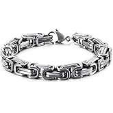 SeiMios Chain Link Bracelet for Men, 6mm Stainless Steel Byzantine Bracelet Polished 8.6 Inches