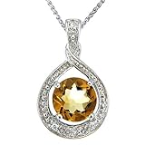 Sterling Silver Citrine Pendant (1.30 CT) With 18 Inch Chain
