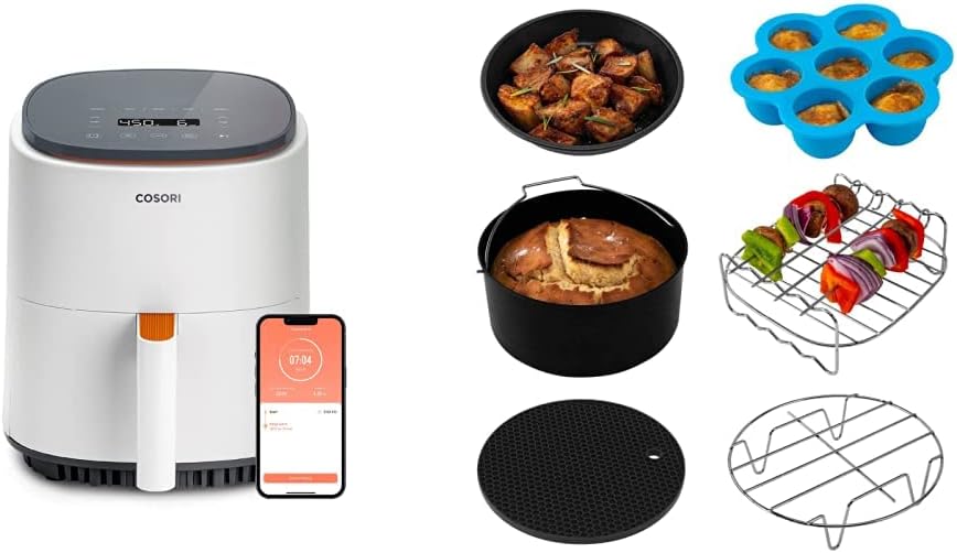 COSORI Air Fryer 4 Qt, 7 Cooking Functions Airfryer, 150+, White & Air