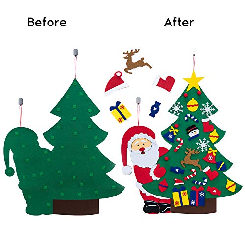 SUNTECH DIY Felt Christmas Tree with 38 Pcs Ornaments Wall Hanging Xmas Gifts Home Door Decoration