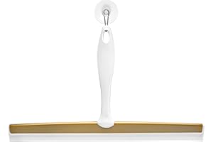 INTERDESIGN iDesign Bathroom Shower Squeegee with Wall Hook - White/Soft Brass