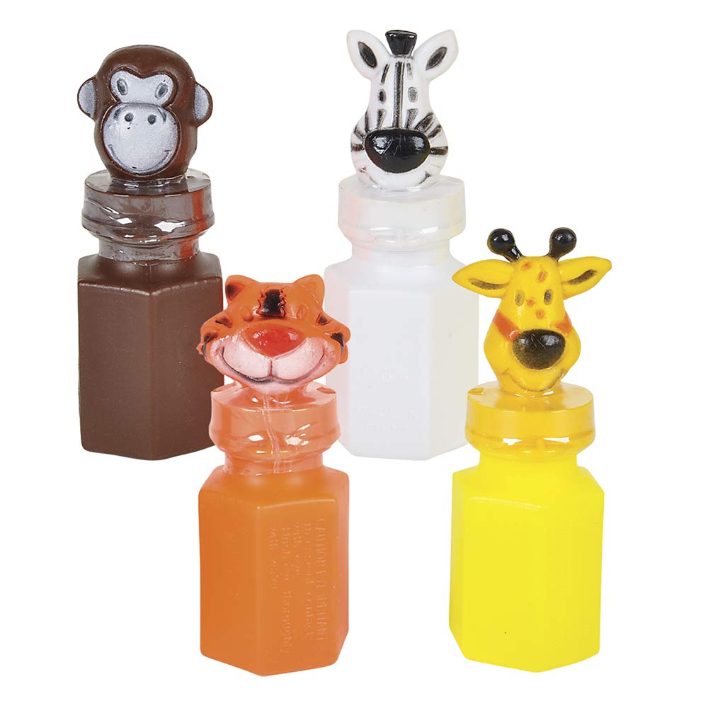 Photo 1 of Rhode Island Novelty 3" Zoo Animal Jungle Characters Bubble Bottles | 24 Bottles