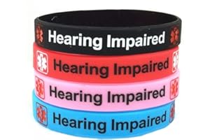 Caiyao Hearing Impaired Medical Alert ID Bracelets Blood THINNER Diabetic Type 1/2 Rubber Medical Awareness Emergency Warning Wristbands Bracelet