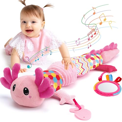 hahaland Baby Toys 6 Months, Sensory Musical Toys Babies 0-3 Months with Rattle, Teether, Mirror – Tummy Time Interactive Gift Baby 3 6 12 Months