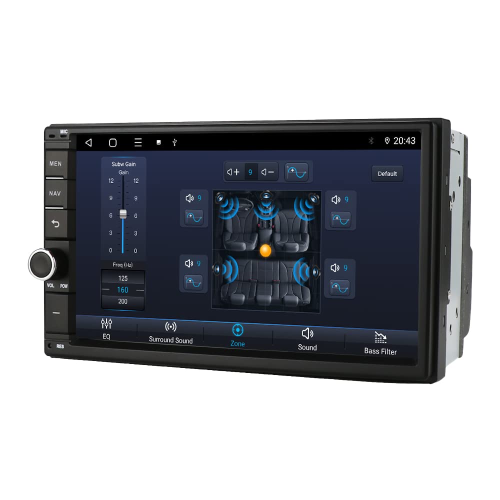 hizpo 2DIN Android 10 Universal Car Radio 7 Inch Multimedia with Apple/Carplay Android Car - Bluetooth, GPS Navigation AM/FM Audio Support USB-SWC Reversing Camera 3+32GB