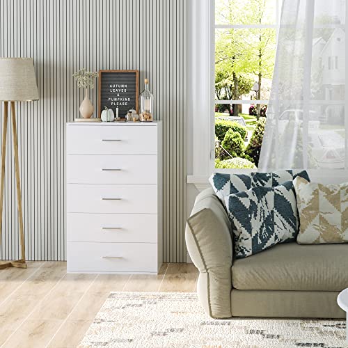 TTVIEW 5 Drawer Dresser Chest, Freestanding Dresser Storage Tower With ...