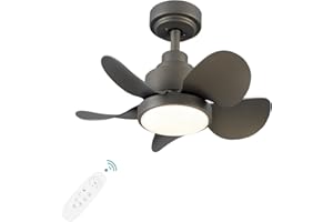 SEVENINE 22inch Ceiling Fan with Lights and Remote,Small Ceiling Fan Quiet Reversible Noiseless DC Motor 5 Blades Ceiling Fans， for Indoor Bedroom Living Room