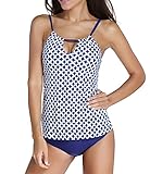 NuoReel Women Banded Printed Tankini Top with Triangle Briefs Swimsuit