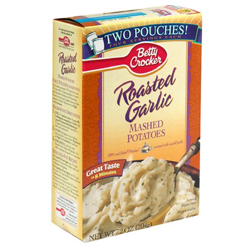 Betty crocker instant mashed potatoes roasted garlic *idaho potatoes, margarine (partially hydrogenated soybean Oil, salt, no (016000336209)