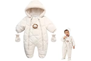 XIFAMNIY Baby Winter Outfit Coat Romper Outwear Hooded Footie Toddler Infant Lion Snowsuit