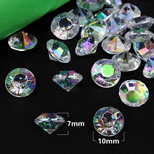 YUEAON 2000pcs AB Color Crystals Acrylic Diamonds Vase Fillers for Table Centerpiece Wedding Bridal Shower Party Decorations,10mm