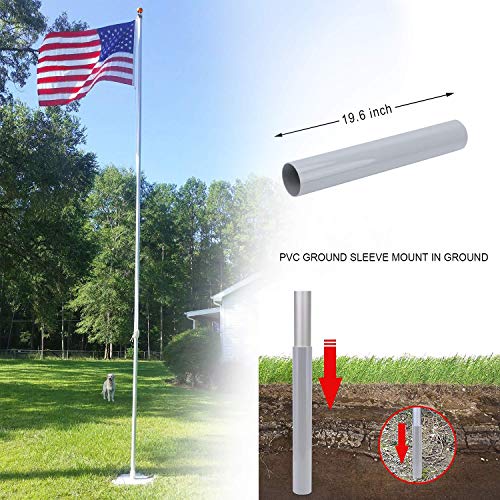 Gientan 20FT Sectional Flag Pole with 3x5 American Flag and Stainless
