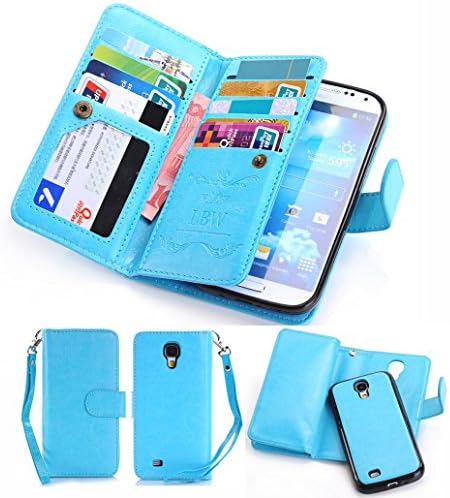 Galaxy S4 Case, Liberwill Flip Cover Galaxy S4 Wallet Case Folio PU Leather Holster Protective Shell Magnetic Removable Slim Back Cover Card Holder Slots Wrist Strap for Samsung Galaxy S4 Blue