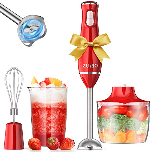 ZURIO Immersion Blender, 500W 4in1 Hand Blender with Chopper, Beaker