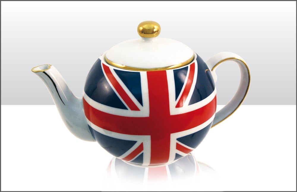 Union Jack Teapot with gold trim Great British Pottery Company