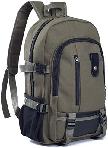 Men Casual Travel Canvas Leather Backpack Sport School Hiking Bag