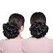 Benehair Messy Bun Hair Piece with Combs Clip in Bun Scrunchie Juva Bun Dish Fluffy Wavy Hair Updo Easy Stretch Big Chignon Short Ponytail Hairpiece for Women Dark Black 90g