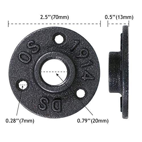 Comyan 10 Pack 1/2" Pipe Flange Black Floor Flange Cast Iron Pipe Fittings DN15 Plumbing Threaded Flange Fitting DIY Wall Industrial Steampunk Furniture Vintage Retro Decor