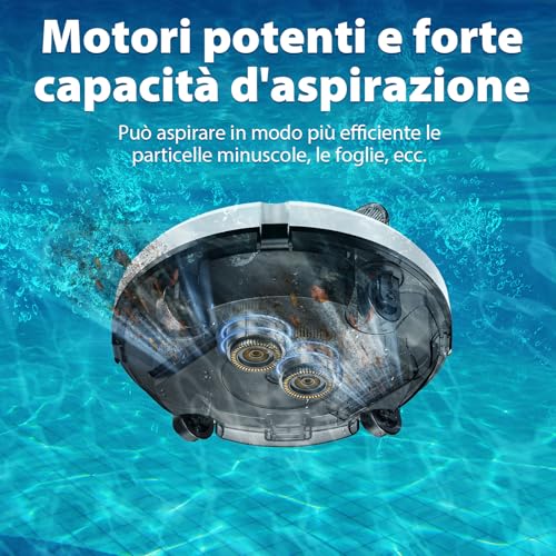 Redkey S100 Pool Robots, 130 Minutes Cleaning, Overcomes 18° Incline, Dual Drive Battery, Automatic Parking, Robot Pools Above Ground for 100 m² Swimming Pool
