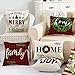 AVOIN Merry Christmas Saying Throw Pillow Cover Boxwood Wreath, 18 x 18 Inch Winter Holiday Buffalo Plaid Cushion Case for Sofa Couch Set of 4