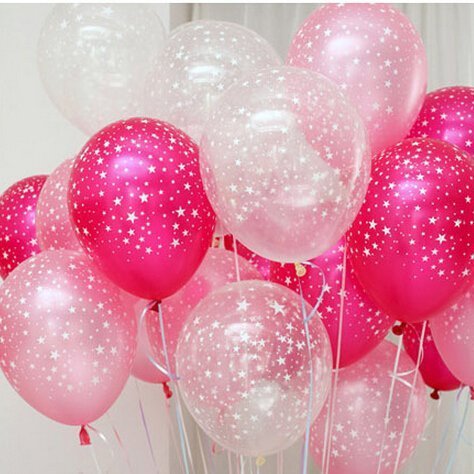 PartyWoo 30ct Assorted Fuchsia Pink Clear Around Star Balloons