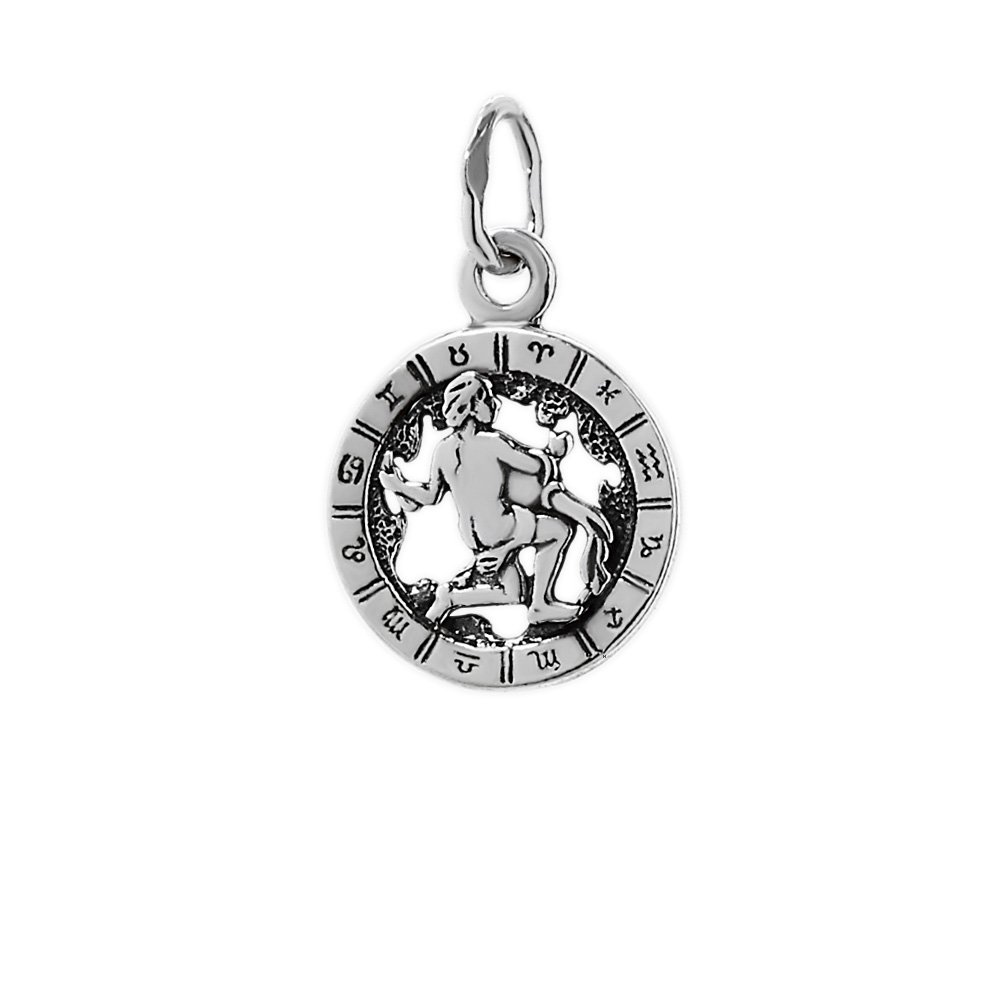 NKlaus 925 sterling silver pendant horoscope zodiac sign Aquarius 6327