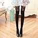 Voberry Women Socks Straight Tube Stockings Lace Trim Leg Warmer Sock (Black)