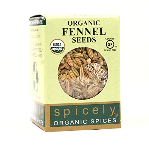 Spicely Organic Fennel Seeds Whole Glass Jar Gluten Free Non Gmo