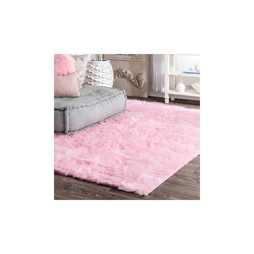 nuLOOM Cloud Faux Sheepskin Soft & Plush Shag Area Rug, 3' x 5', Pink