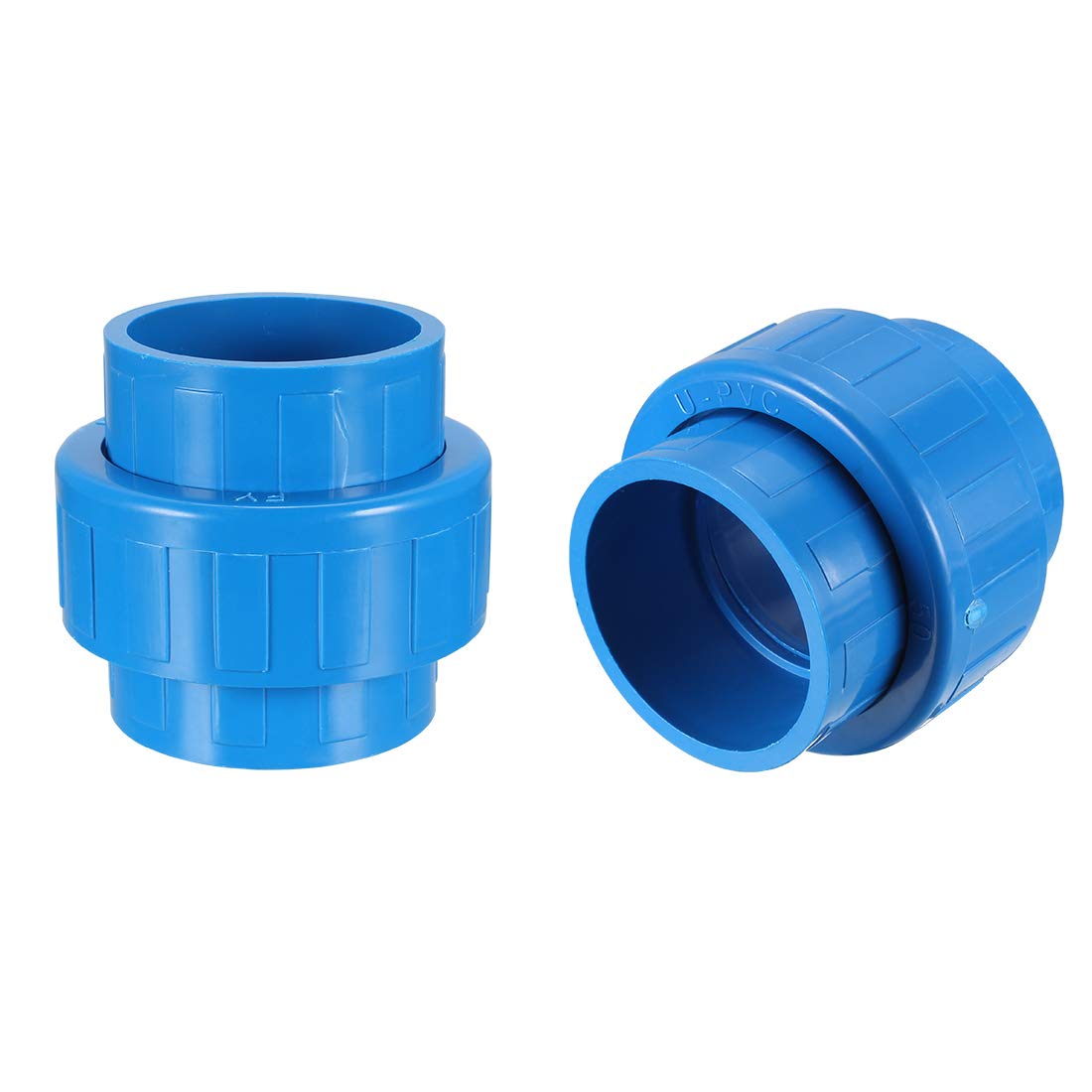 sourcing map 32mm X 32mm PVC Pipe Fitting Union Solvent Socket Quick Connector Blue 2pcs