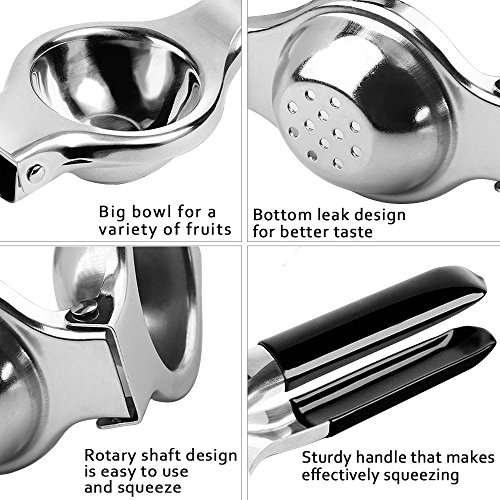 Lemon Lime Squeezer, Manual Juicer Stainless Steel with Silicone Handles, Manual Citrus Hand Orange Lemon Juicer, Press Lemon Press (Small)