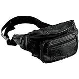 New Black Leather Waist Fanny Pack Belt Bag Pouch Travel Hip Purse Mens Womens.