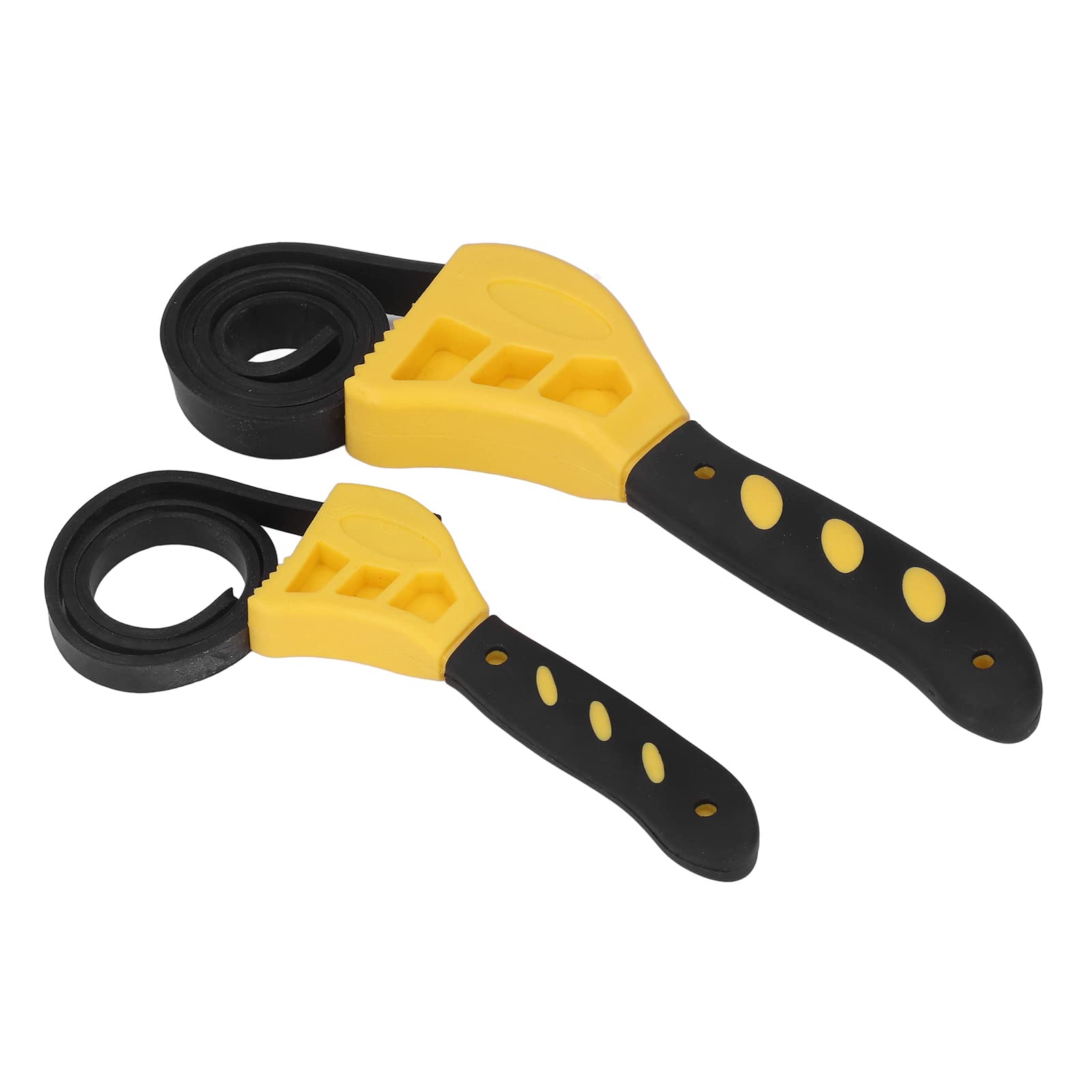 Hyuduo Strap Wrench, 2pcs Adjustable Belt Wrench 6in 8in Multi Purpose Rubber Strap Wrench for Car Maintenance, Pipe Cutters(Yellow)