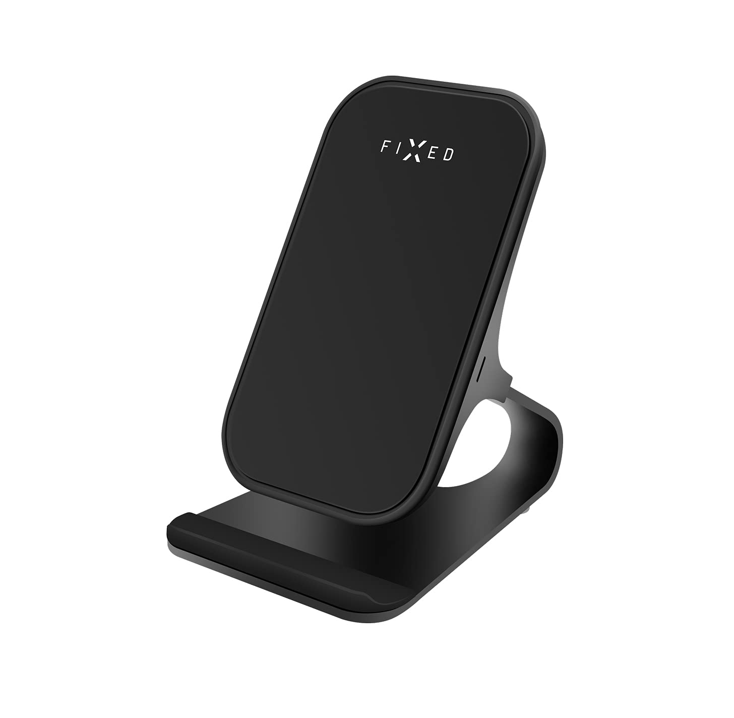 FIXED Frame Wireless Charger – 15W Fast Wireless Charging Pad Compatible with iOS and Android – Premium Aluminium Phone Stand with Protective Silicone Padding and LED Charging Indicator (Black)