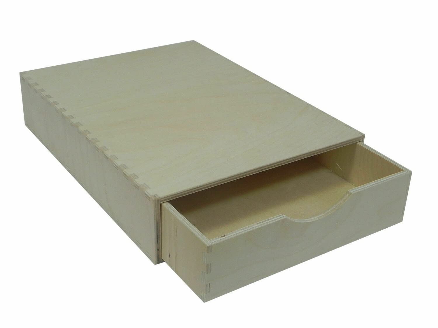 Single Wooden Drawer - Desk Storage A4 Crafting Decoupage Unpainted Long